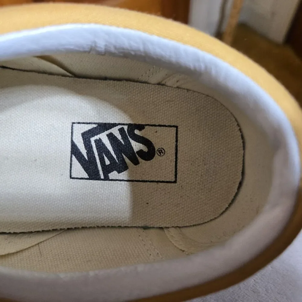 Vans Old Skool Mustard Yellow White Sneakers Men 7.5 Women 9 Shoes Suede Wear